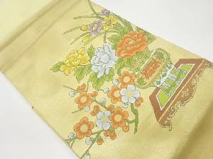 花瓶に花々模様織出し名古屋帯